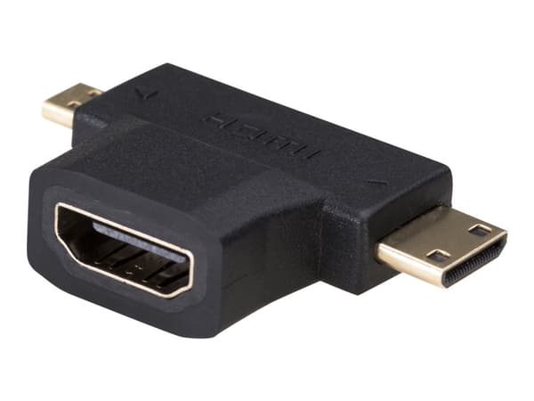 Akyga - HDMI-adapter - HDMI hunn til 19 pin mini HDMI Type C, 19 pin micro HDMI Type D hann - svart
