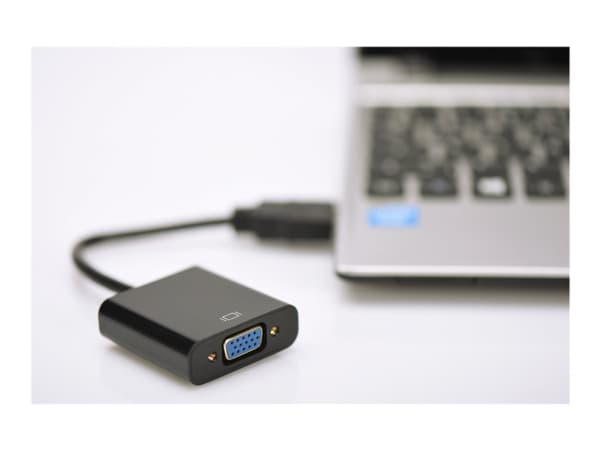 DIGITUS - Video/audio-adapter - HDMI hann til HD-15 (VGA), minijakk hunn - svart