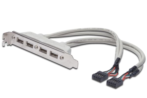 ASSMANN - USB-panel - 10 pin IDC (hunn) til USB (hunn) - 25 cm - formstøpt - beige