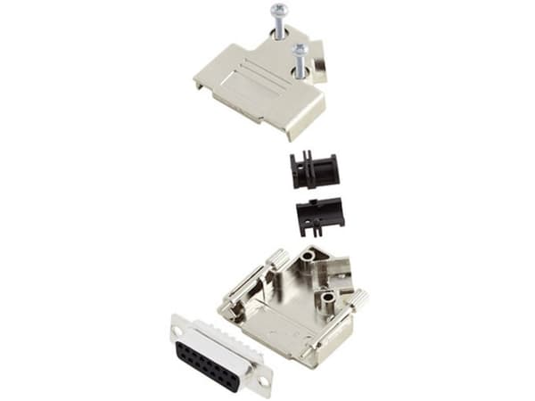 Amphenol Amphenol L17D45PK-M-15+L77SDA15S D-SUB-bussningssats 45° Polantal: 15 Lödhuvud 1 st