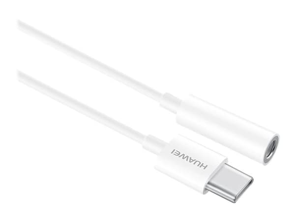 Huawei CM20 - USB-C til hodetelefonkontaktadapter - 24 pins USB-C hann til miniplugg hunn - 9 cm - hvit