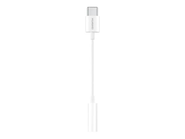 Huawei CM20 - USB-C til hodetelefonkontaktadapter - 24 pins USB-C hann til miniplugg hunn - 9 cm - hvit