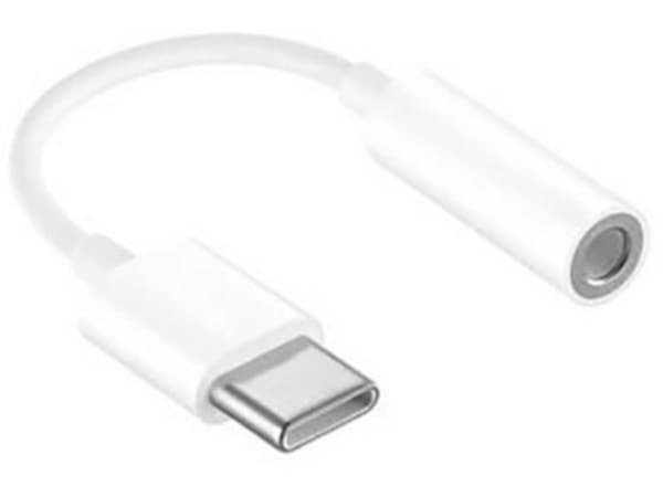 Huawei CM20 - USB-C til hodetelefonkontaktadapter - 24 pins USB-C hann til miniplugg hunn - 9 cm - hvit