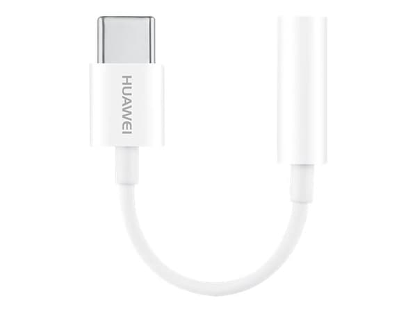 Huawei CM20 - USB-C til hodetelefonkontaktadapter - 24 pins USB-C hann til miniplugg hunn - 9 cm - hvit