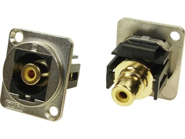 XLR-adapter RCA-jack till RCA-kontakt Gul adapter, infällt monterad CP30232M CP30232M Cliff Innehåll: 1 st