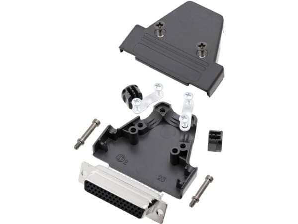 TRU COMPONENTS TCTRIP25HDS44K TCTRIP25HDS44K D-SUB-kabinet Poltal: 44 Plastic, metalliseret 180 ° Sort 1 stk