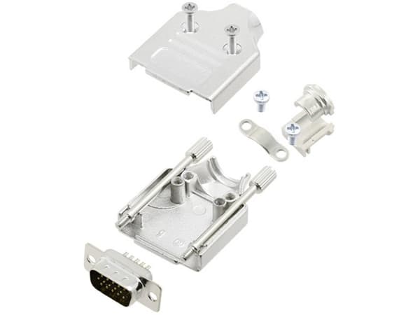 TRU COMPONENTS TCMHDM09HDP15K 7709220 D-SUB stiftliste-sæt 180 ° Poltal: 15 Loddekop 1 stk