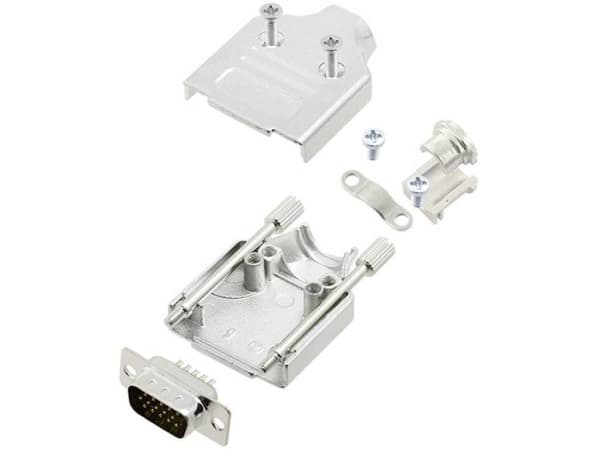 TRU COMPONENTS TCMHDM09HDP15K 7709220 D-SUB stiftliste-sæt 180 ° Poltal: 15 Loddekop 1 stk