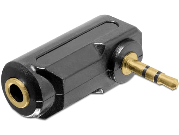 Delock - Audioadapter - mini-phone stereo 3.5 mm hunn til mini-phone stereo 3.5 mm hann - svart - 90°-kontakt