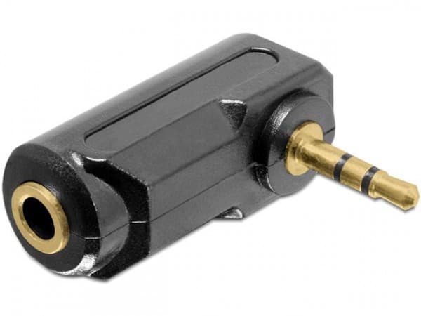 Delock - Audioadapter - mini-phone stereo 3.5 mm hunn til mini-phone stereo 3.5 mm hann - svart - 90°-kontakt