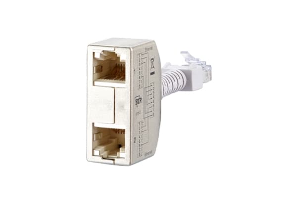 BTR Cable Sharing Adapter pnp 3 - Nettverksplitter - RJ-45 (hunn) til RJ-45 (hann) - 8.9 cm - grå (en pakke 2)