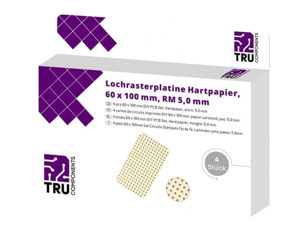 TRU COMPONENTS T1906SA036 Eurooppalainen painolevy Kovapaperi (L x S) 100 mm x 60 mm 35 µm Ruutukoko 5 mm Sisältö 4 kpl
