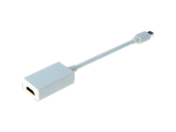 DIGITUS - Video adapter - Mini DisplayPort hann til HDMI hunn - 15 cm - dobbeltisolert - hvit