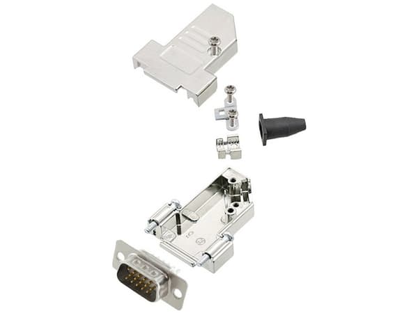 encitech DTSL09-SJSRG-S-HDP15-W-K 6355-8092-01 D-SUB stiftliste-sæt 45 ° Poltal: 15 Loddekop 1 stk