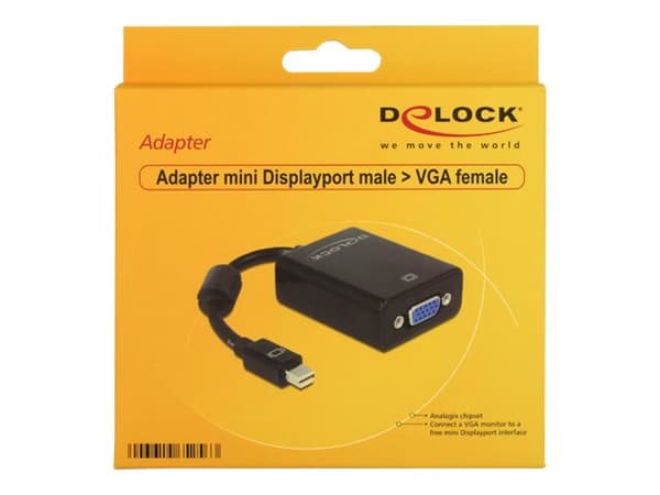 Delock Adapter mini Displayport > VGA 15 pin female - DisplayPort-adapter - Mini DisplayPort (hann) til HD-15 (VGA) (hunn) - 18 cm - svart