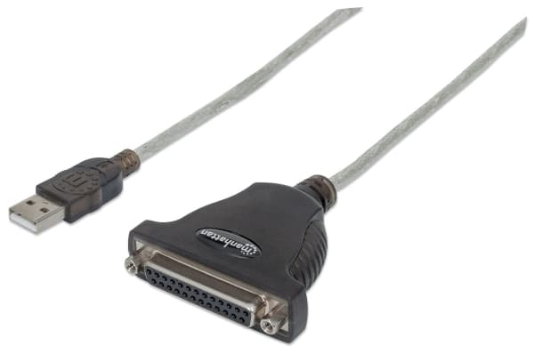 Manhattan 336581, Musta, Hopea, USB A, Parallel; 25-pin, 1,8 m, Uros/naaras, 261 g