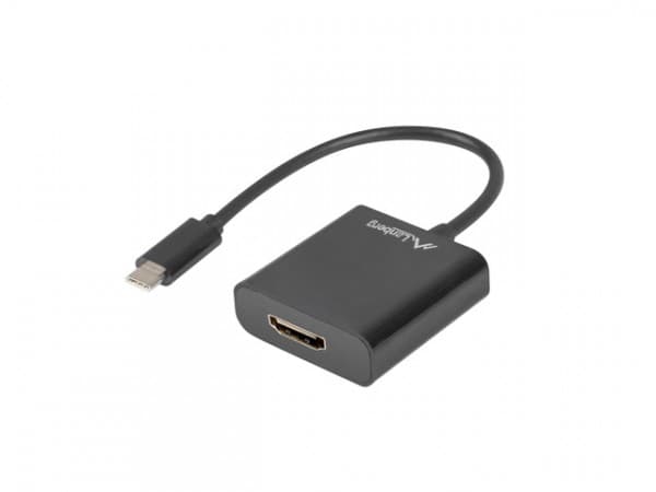 Lanberg - Adapter för video / ljud - 24 pin USB-C hane till HDMI hona - 15 cm - svart