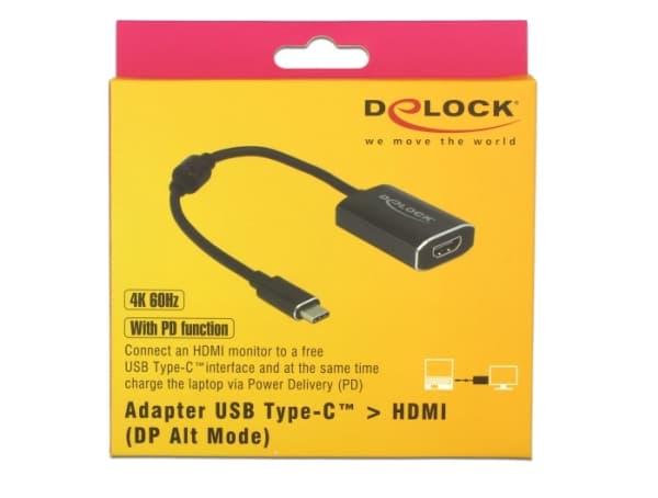 Delock - Extern videoadapter - VL100 - USB-C - HDMI - mörkgrå - detaljhandel