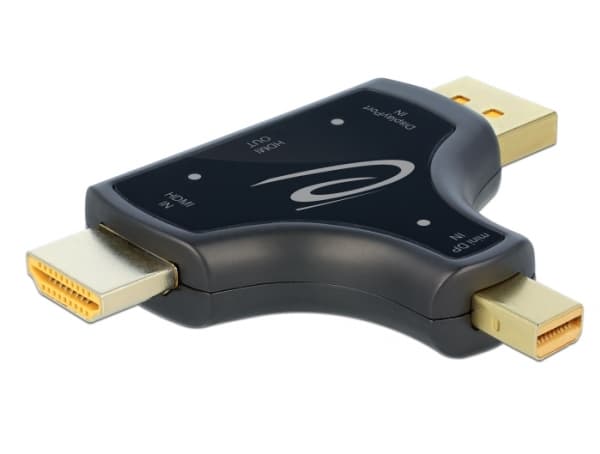 Delock 3 in 1 Monitor Adapter with HDMI / DisplayPort / mini DisplayPort in to HDMI out with 4K 60 Hz - Video/audio-adapter - HDMI, DisplayPort, Mini