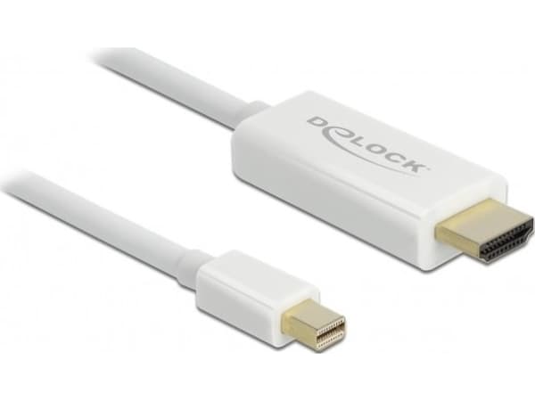 Delock High Speed HDMI - Adapterkabel - Mini DisplayPort hann til HDMI hann - 1 m - hvit - 4K-støtte