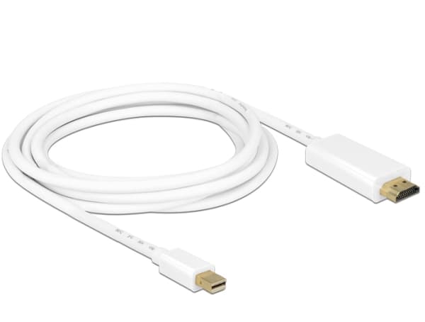 Delock High Speed HDMI - Adapterkabel - Mini DisplayPort hann til HDMI hann - 1 m - hvit - 4K-støtte