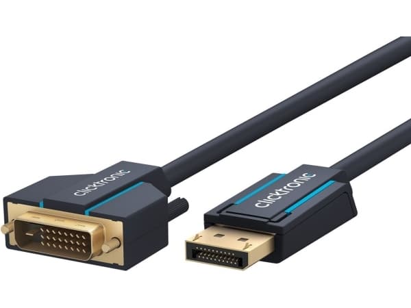 ClickTronic 70730, 3 m, DisplayPort, DVI-D, Gull, 1920 x 1080 piksler, kobber