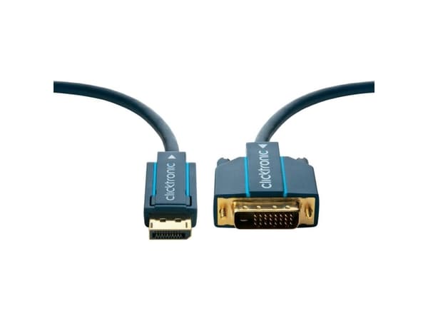 ClickTronic 70730, 3 m, DisplayPort, DVI-D, Gull, 1920 x 1080 piksler, kobber