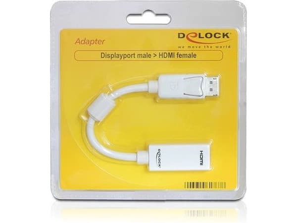 DeLOCK 61767, 0,125 m, DisplayPort, HDMI-tyyppi A (vakio), Uros, Naaras, Valkoinen