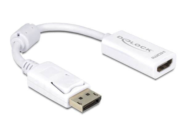 DeLOCK 61767, 0,125 m, DisplayPort, HDMI-tyyppi A (vakio), Uros, Naaras, Valkoinen