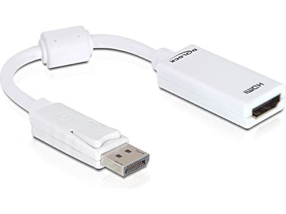 DeLOCK 61767, 0,125 m, DisplayPort, HDMI-tyyppi A (vakio), Uros, Naaras, Valkoinen