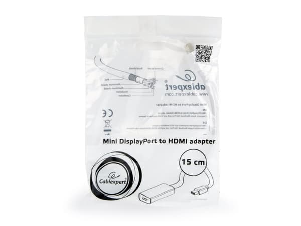 Cablexpert - Adapterkabel - Mini DisplayPort hane till HDMI hona - 15 cm - skärmad - vit - stöd för 1080p