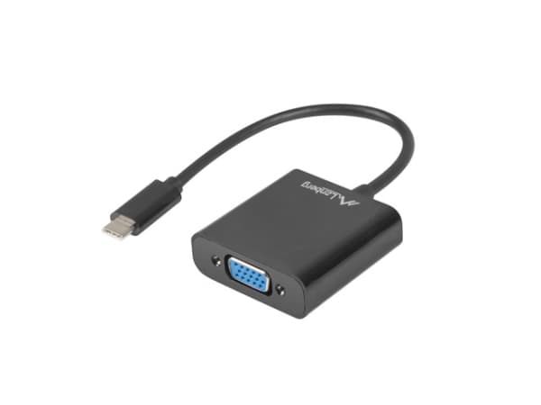 Lanberg - Videoadapter - 18-stifts USB-C hane till 15-stifts D-Sub (DB-15) hona - 15 cm - svart