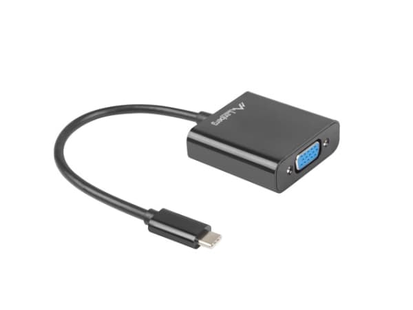 Lanberg - Videoadapter - 18-stifts USB-C hane till 15-stifts D-Sub (DB-15) hona - 15 cm - svart