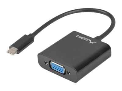 Lanberg - Video adapter - 18-stifts USB-C hann til 15 pin D-Sub (DB-15) hunn - 15 cm - svart Sort
