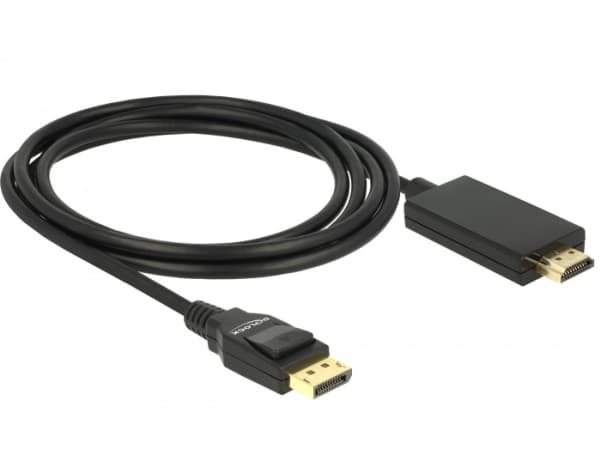 Delock - Adapterkabel - DisplayPort hann til HDMI hann - 2 m - tredobbeltskjermet snodd ledningspar - svart - passiv