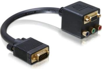 Delock - VGA-adapter - HD-15 (VGA) (hane) till HD-15 (VGA), RCA (hona) - 20 cm