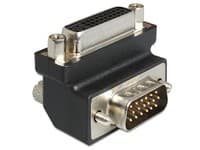 Delock Adapter DVI 24+5 female / VGA 15 pin male 90°angled - VGA-adapter - HD-15 (VGA) (hann) til DVI-I (hunn) - 90°-kontakt, tommelskruer