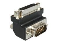 Delock Adapter DVI 24+5 female / VGA 15 pin male 90°angled - VGA-adapter - HD-15 (VGA) (hann) til DVI-I (hunn) - 90°-kontakt, tommelskruer