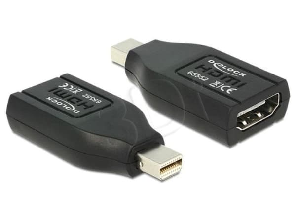 Delock - HDMI-adapter - Mini DisplayPort hann til HDMI hunn - svart