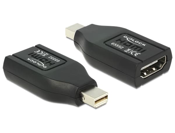 Delock - HDMI-adapter - Mini DisplayPort hann til HDMI hunn - svart