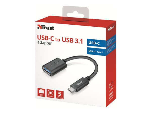 Trust 20967 USB-kablar 0,09 m USB C USB A Svart