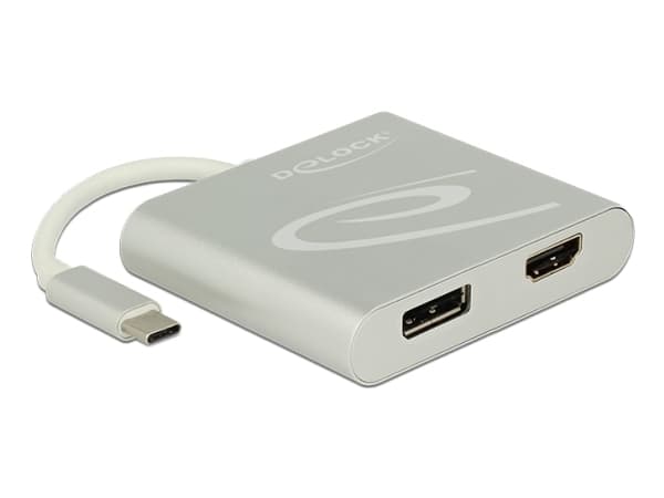 Delock - Ekstern videoadapter - USB-C - HDMI, DisplayPort - sølv - løsvekt