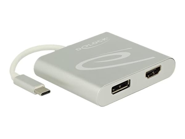 Delock - Extern videoadapter - USB-C - HDMI, DisplayPort - silver - detaljhandel Silver