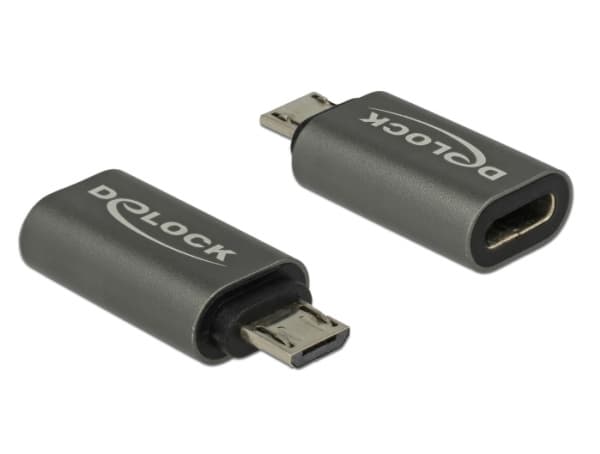 Delock - USB-adapter - 24 pin USB-C (hona) till mikro-USB typ B (hane) - USB 3.1 Gen 1 - 2.8 cm - antracit