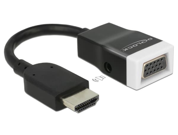 Delock Adapter HDMI-A male > VGA female with Audio - Videokonverter - HDMI - VGA - svart, hvit - løsvekt