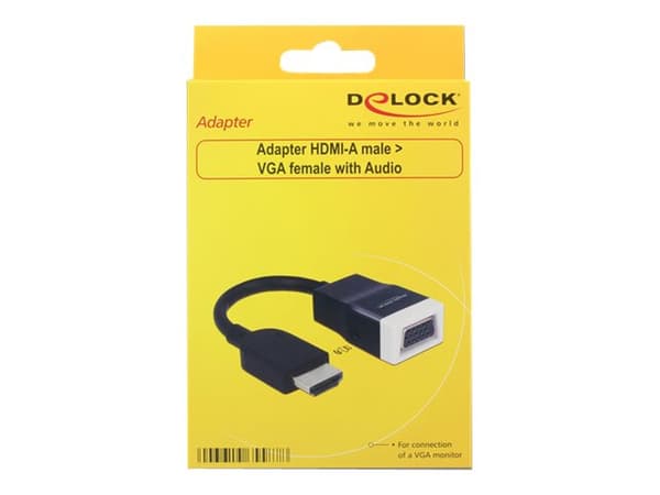 Delock Adapter HDMI-A male > VGA female with Audio - Videokonverter - HDMI - VGA - svart, hvit - løsvekt