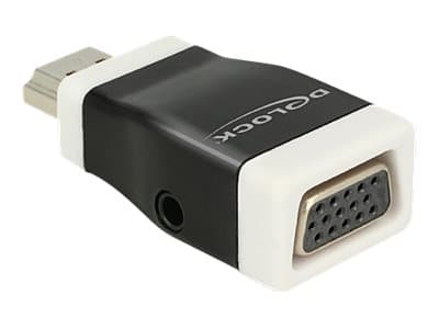 Delock - Video/audio-adapter - HDMI hann til HD-15 (VGA), mini-phone stereo 3.5 mm hunn - svart, hvit