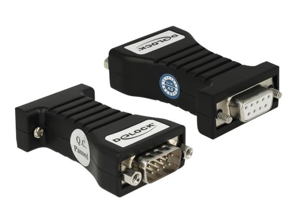 Delock Isolator 1 x Serial RS-232 DB9 female to 1 x Serial RS-232 DB9 male 3 kV - Spänningsökningsisolator - svart