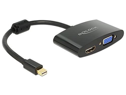 Delock - Video adapter - DisplayPort (hann) til HD-15 (VGA), HDMI (hunn) - 18 cm - svart