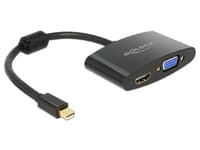 Delock - Video adapter - DisplayPort (hann) til HD-15 (VGA), HDMI (hunn) - 18 cm - svart